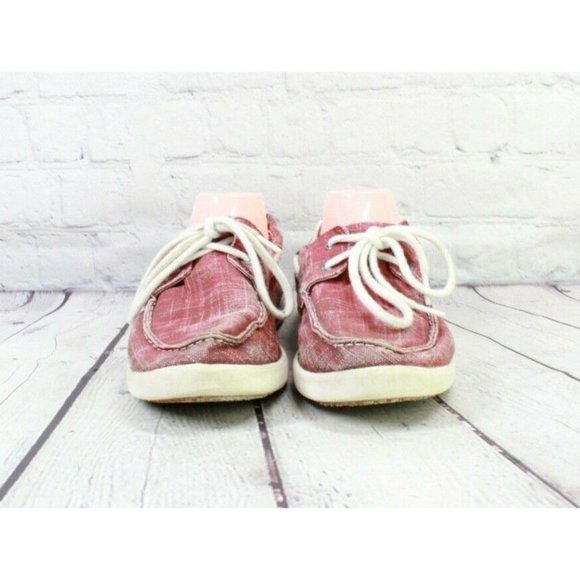 LL Bean Colonial Red Sunwashed Canvas Two Eye Sneakers Size 10 M - Picture 4 of 9